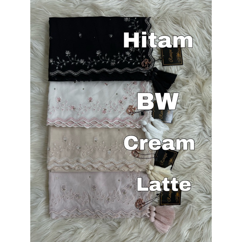 Kerudung Segi Empat Voal Super Bordir Bunga Jasmine By Ranaya Hijab