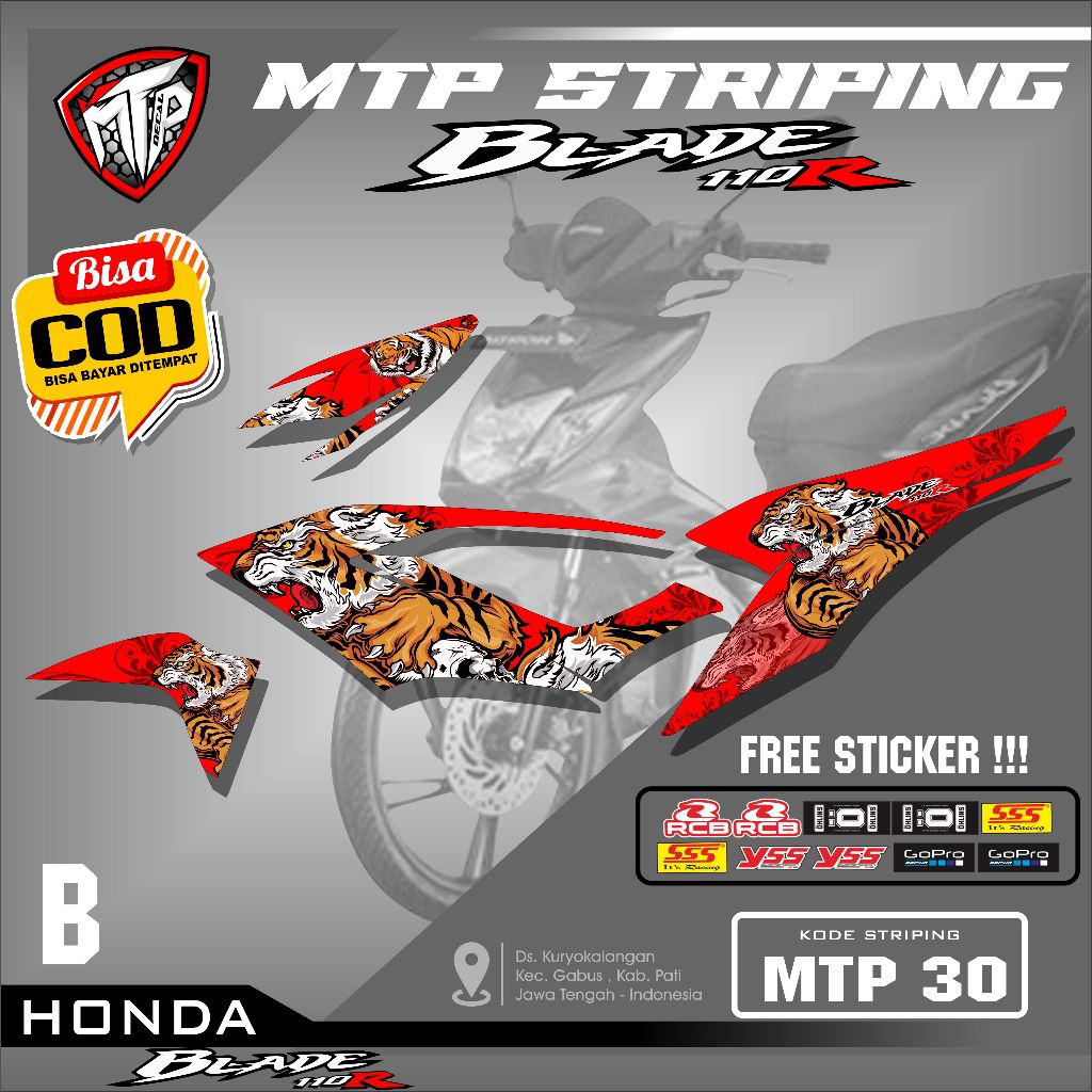 Jual (ANTI LUNTUR) Sticker Striping Blade 110 Karbu- Stiker Variasi Lis ...