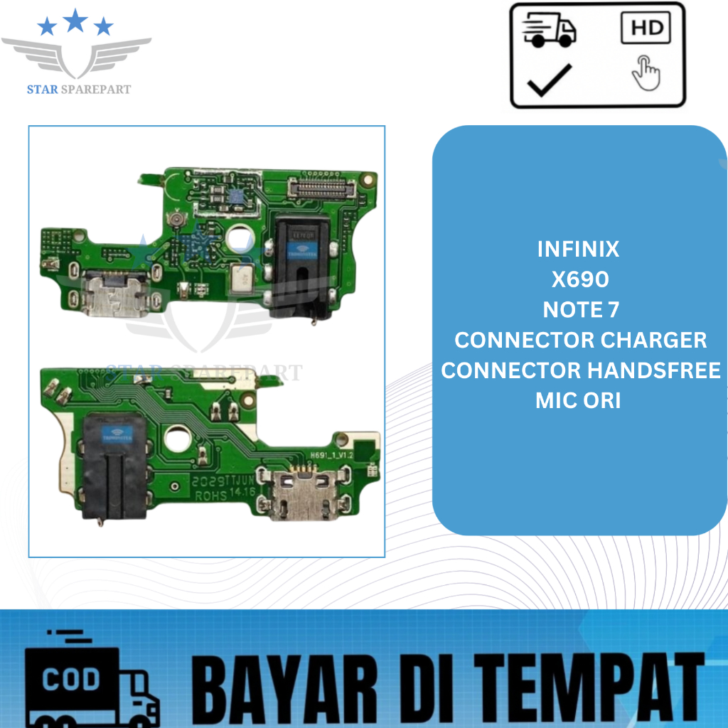 Jual Flexibel Infinix X690 Connector Charger Connector Handsfree Mic Ori Note 7 Shopee