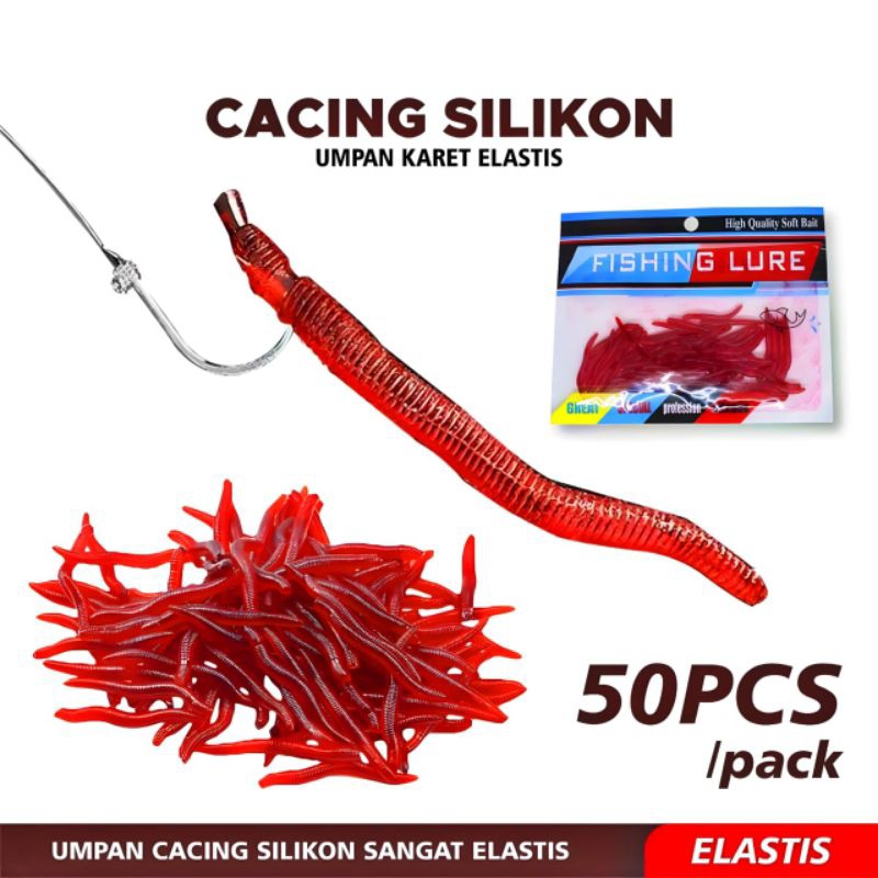 Jual UMPAN MANCING CACING PALSU - 1 PACK ISI 50 PCS | Shopee Indonesia