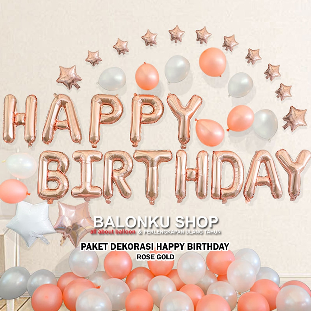 Jual Paket Dekorasi Happy Birthday / Dekorasi Ulang Tahun / Paket Rose