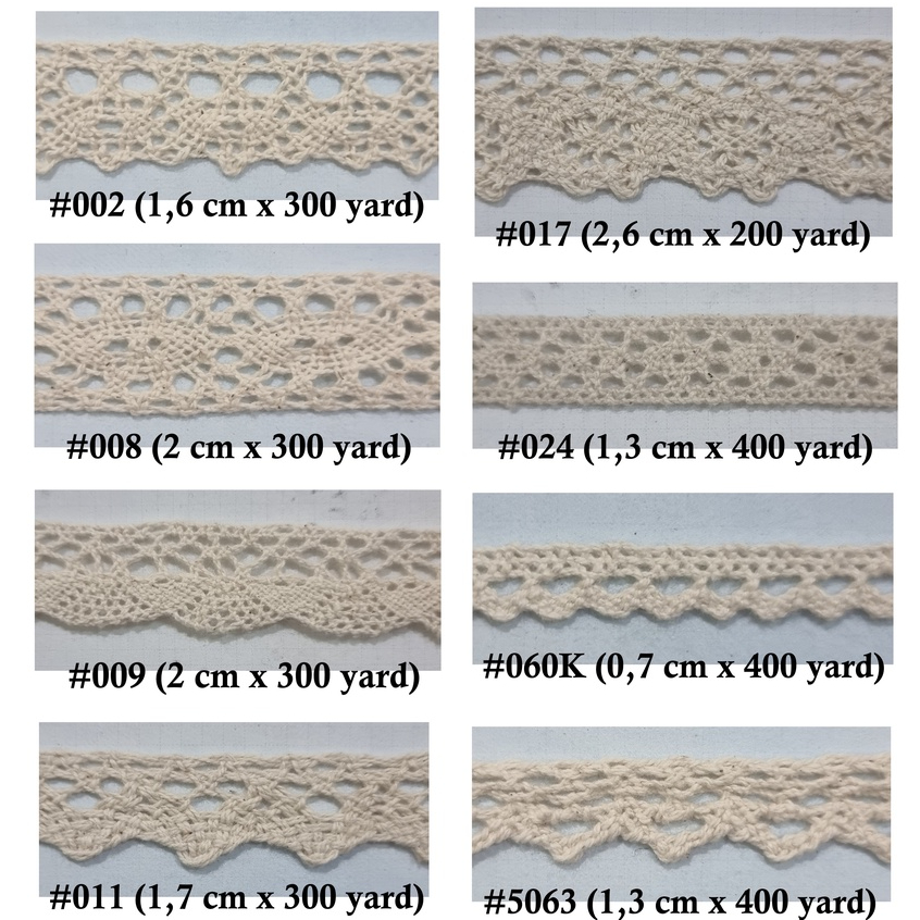 Jual Renda Rajut/Renda Kait/Renda Katun Per Roll Renda Jahit | Shopee ...