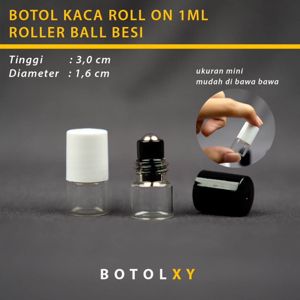 Jual Botol Roll On Mini 1ml Kaca - Tutup Plastik Hitam Putih ...