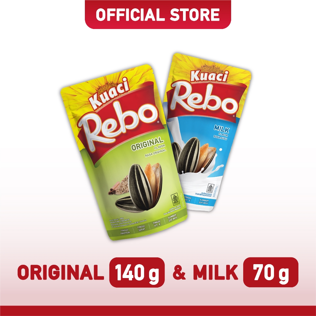 Jual Rebo Kuaci Bundling 2 PCS - Rasa Original 140 Gram + Milk 70 Gram ...