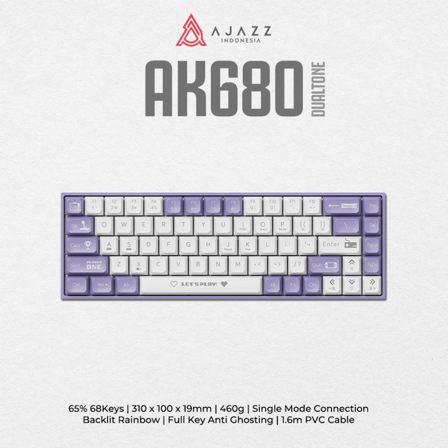 Jual Ajazz AK680 65% Dual Tone Wired Mechanical Gaming Keyboard ...