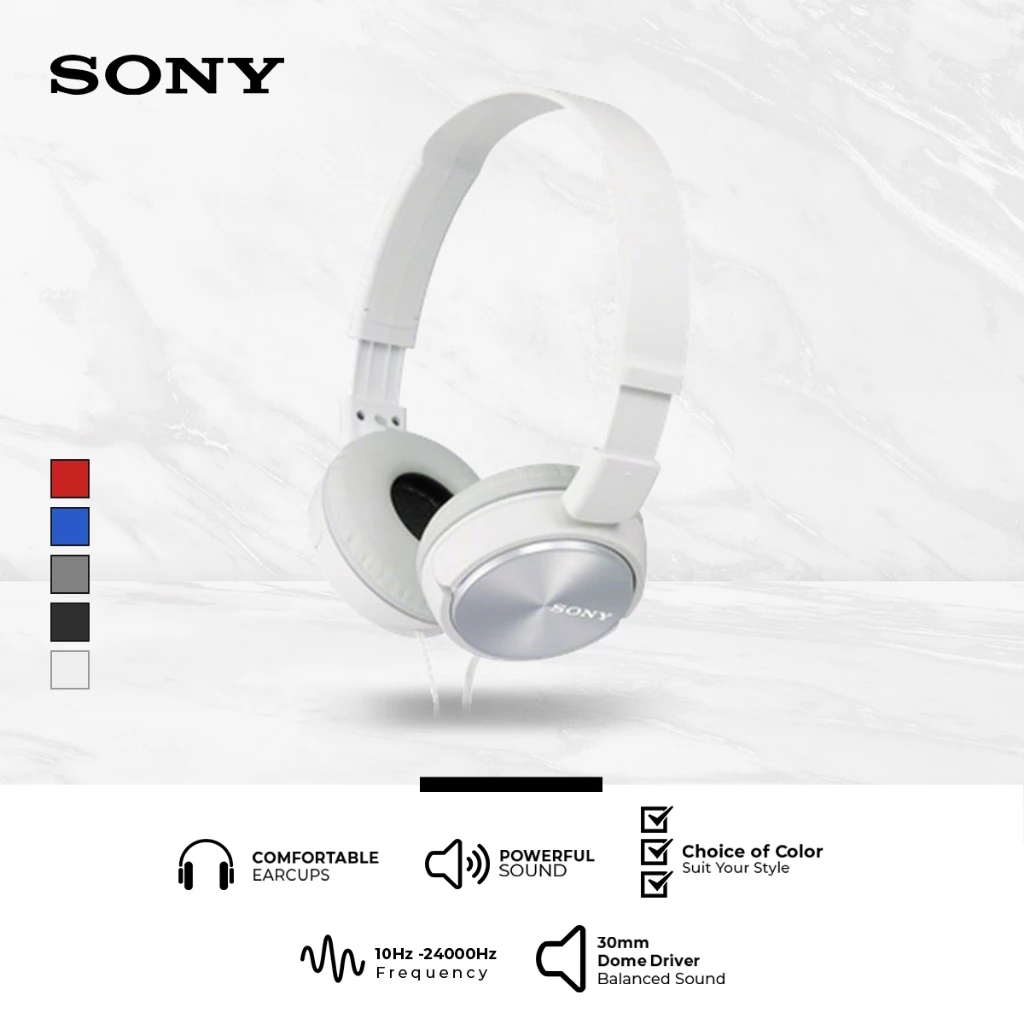 Sony MDR-ZX310AP MDR - ZX310AP Headset Mass Model Overbands With Microphone - White Original
