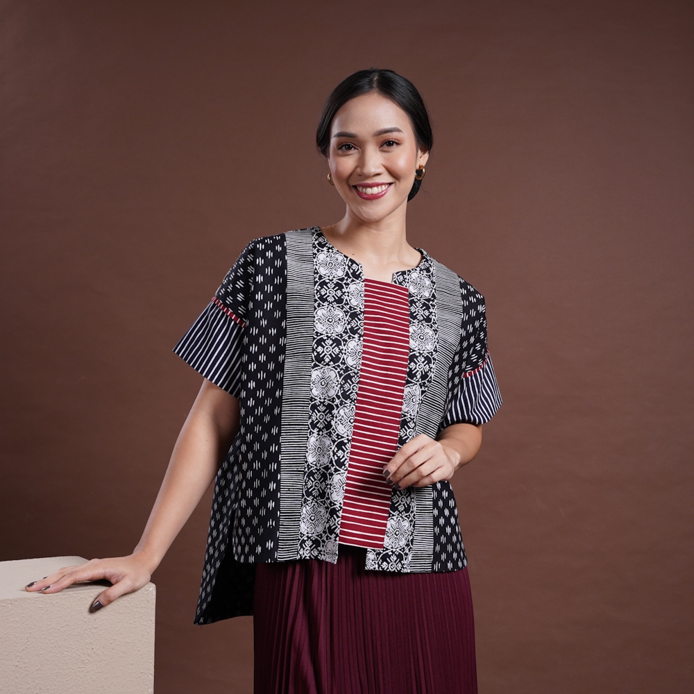 Jual NONA RARA - PART Crimson Black PART0178, Blus kasual batik wanita ...
