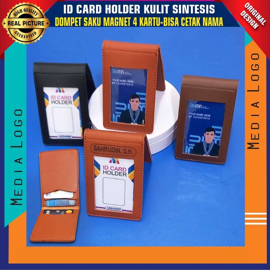 Jual Id Card Holder Kulit-Dompet Saku Magnet 4 Kartu | Shopee Indonesia