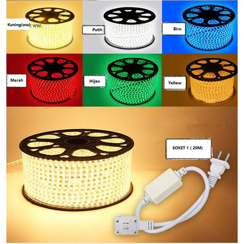 paket lampu led strip selang 5050 SMD AC 220v 11m-15m indor dan outdoor | AutoStock