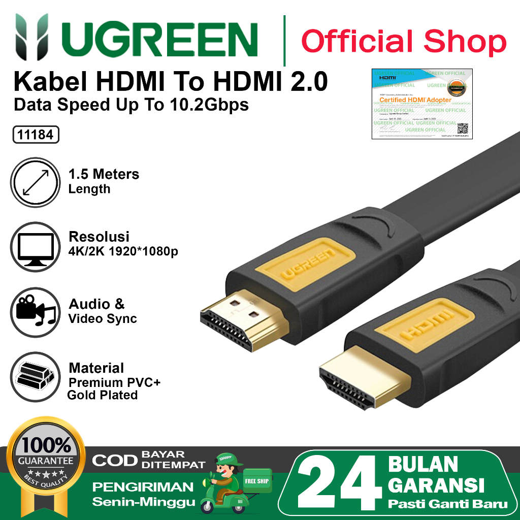 Jual UGREEN Kabel HDMI To HDMI Ultra HD 4K, UGREEN Kabel HDMI To VGA