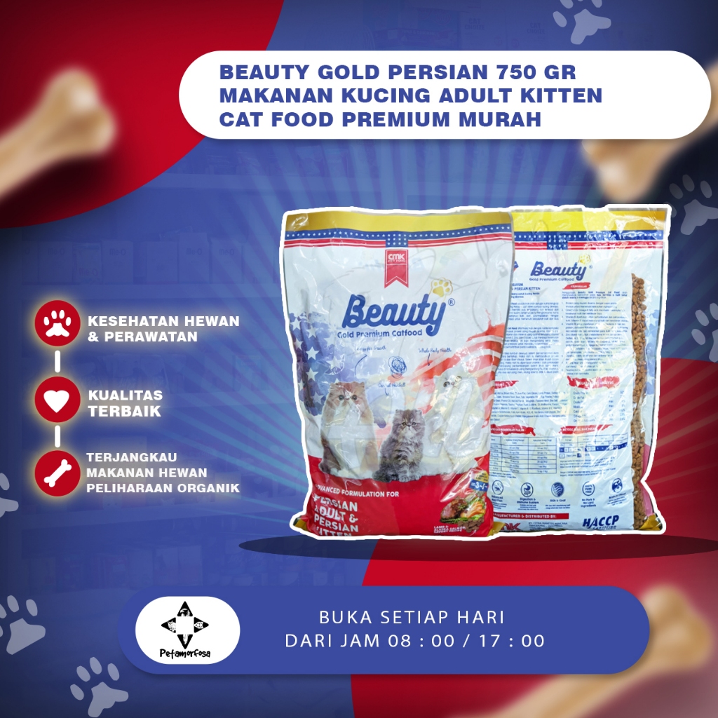 Jual BEAUTY GOLD PERSIAN 750 Gr Makanan Kucing Adult Kitten Cat Food ...