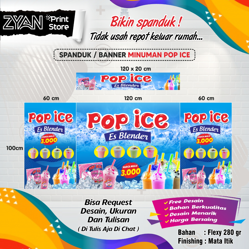 Jual Spanduk Banner Minuman Pop Ice Shopee Indonesia 3207