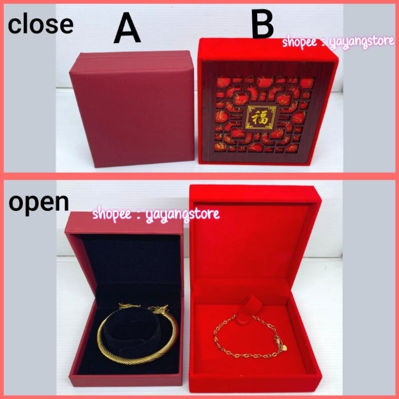 Jual Box Kotak Gelang Merah / Bracelet Box / Kotak Gelang Rantai Emas ...