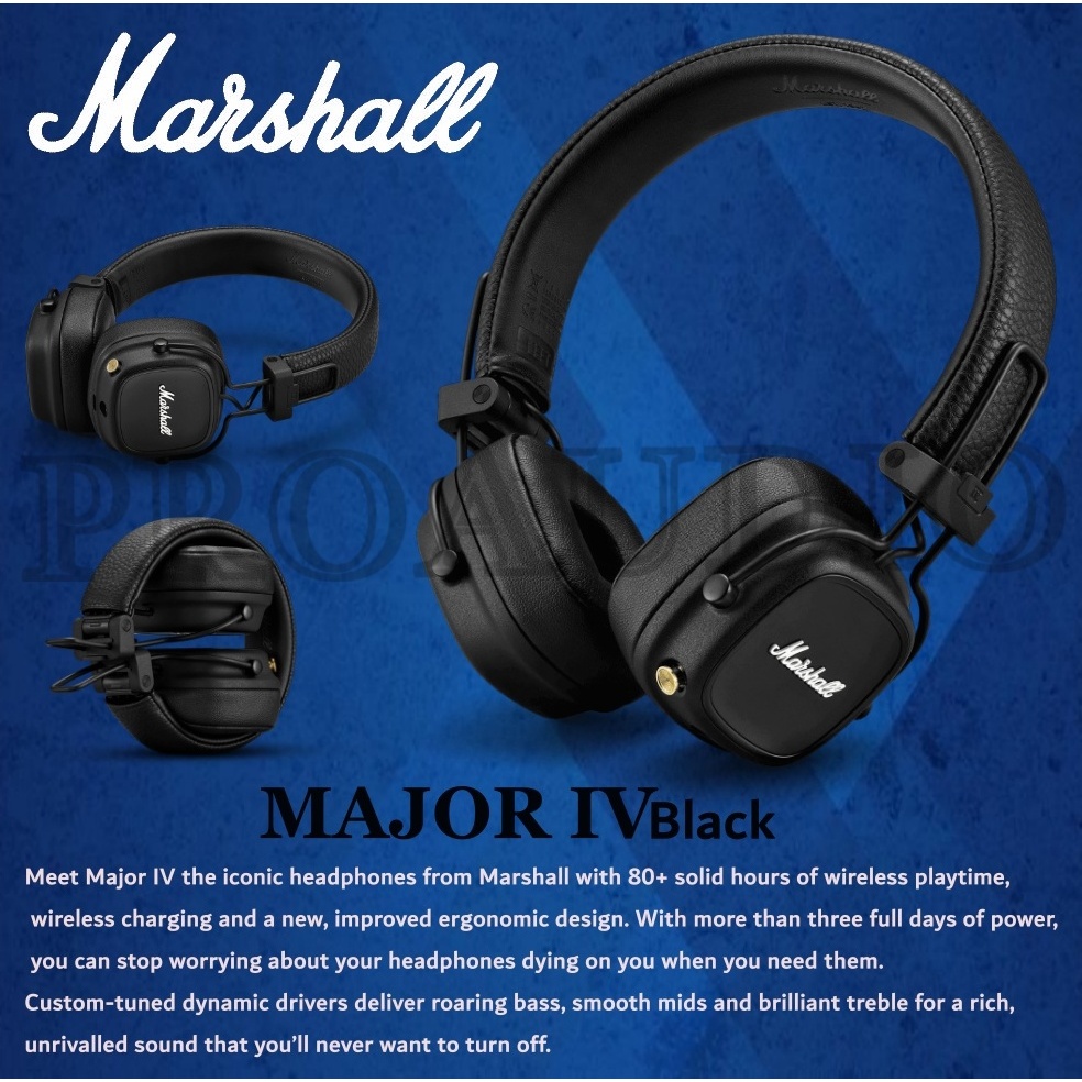 【新品】Marshall マーシャル. MAJOR Ⅳ BLACK Amazon.co.jp: Marshall ワイヤレスオンイヤーヘッドホン Major
