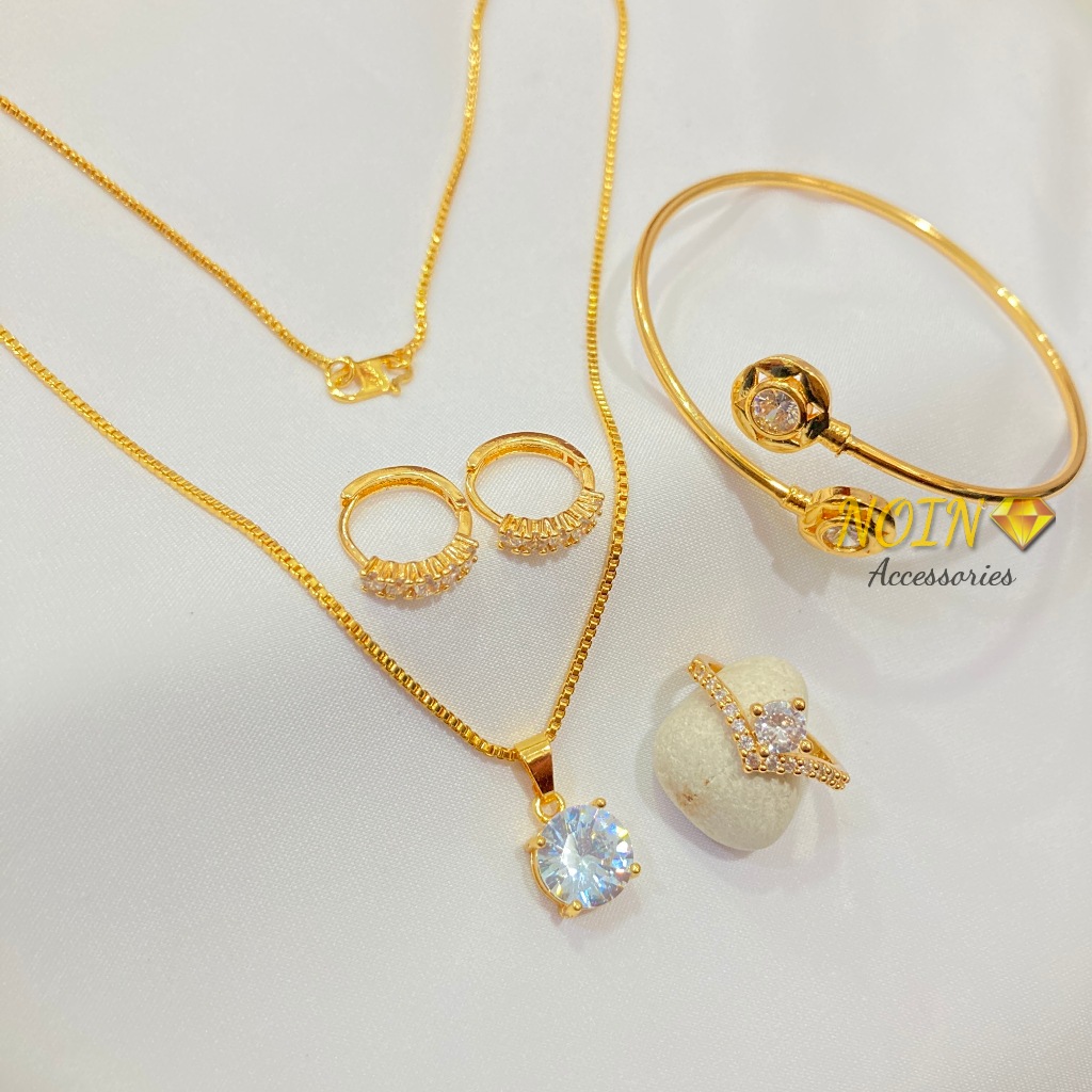 Jual Set Perhiasan Dewasa Mata Satu Kalung Anting Gelang Cincin