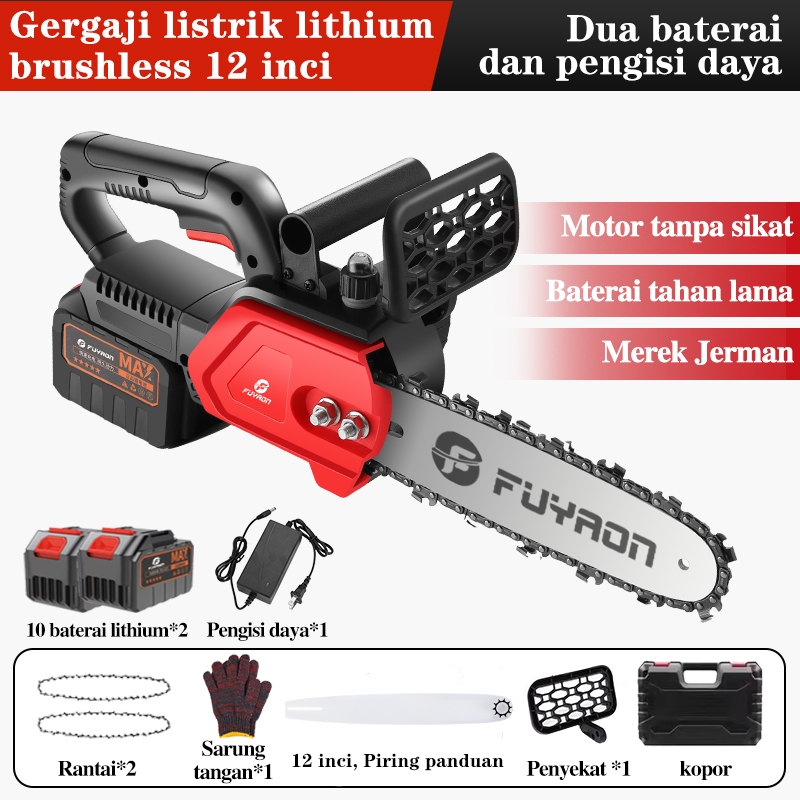 Jual FUYAON 8 inci/12 inci Brushless Chainsaw 48V Gergaji Elektrik ...
