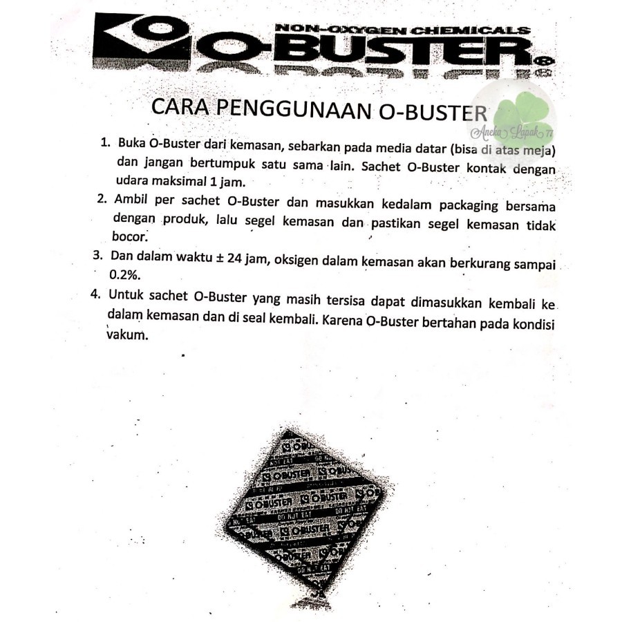 Jual Oxygen Absorber Obuster 30cc Pengawet Makanan Penyerap Makanan ...