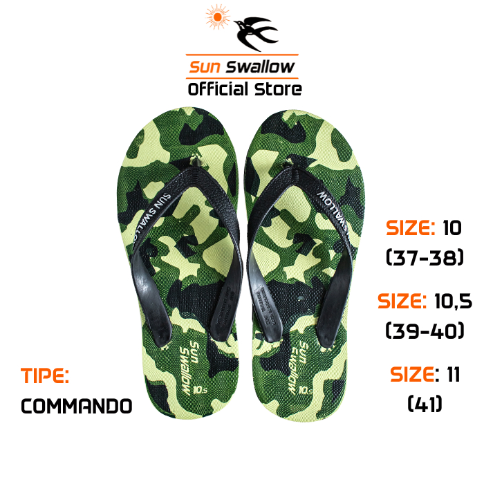 Jual Sun Swallow Sandal Jepit Karet Pria Commando Hijau Motif Army ...