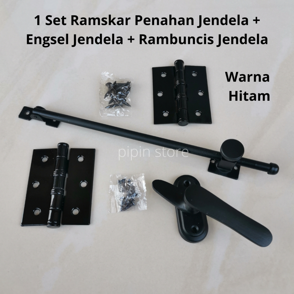 Jual Paket Ramskar Lamskar Hak Angin Jendela Hitam 25 cm + Engsel ...
