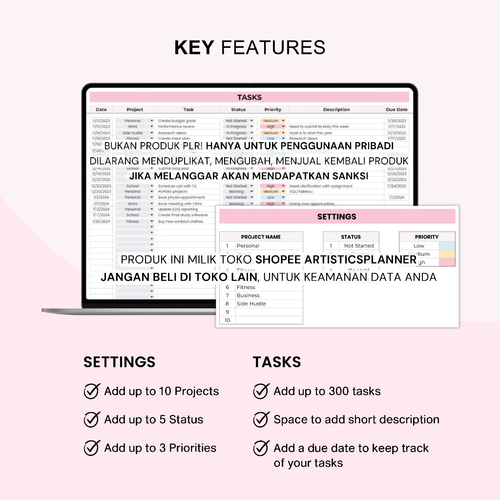 Jual Task & Kanban Board Spreadsheet | Task Tracker | To Do List ...