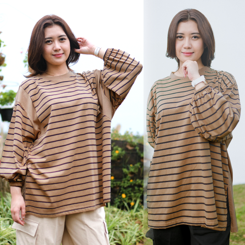 Jual Atasan Wanita Blouse Oversize Alice Stripes Femonritch Hijab Dan Wudhu Friendly Shopee 1560