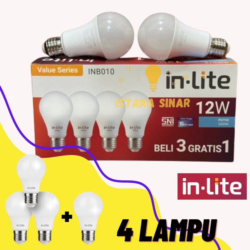 Jual INLITE Value Series Lampu Led Bulb 12W 12Watt 12wt 12w Paket Murah ...