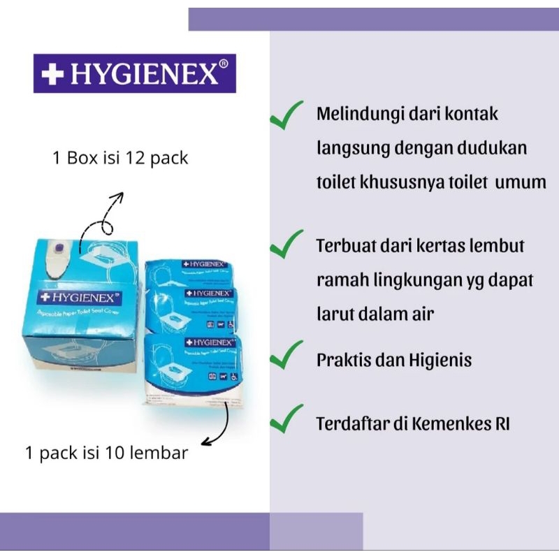 Jual HYGIENEX DISPOSABLE TOILET SEAT COVER (ALAS DUDUKAN KLOSET ...