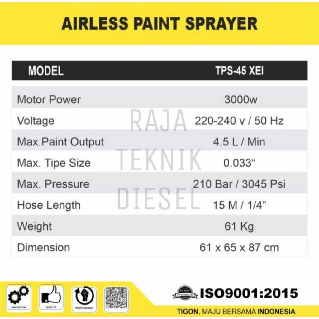 Jual Airless Paint Sprayer Tigon TPS-45 XEI Mesin Cat Listrik Tembok ...