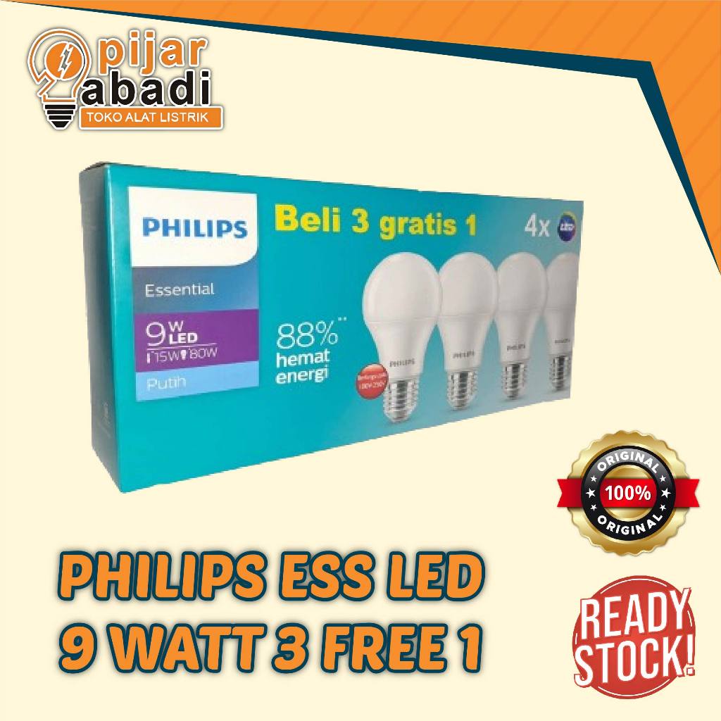 Jual PHILIPS ESS LED 9 WATT 3 FREE 1 | Shopee Indonesia