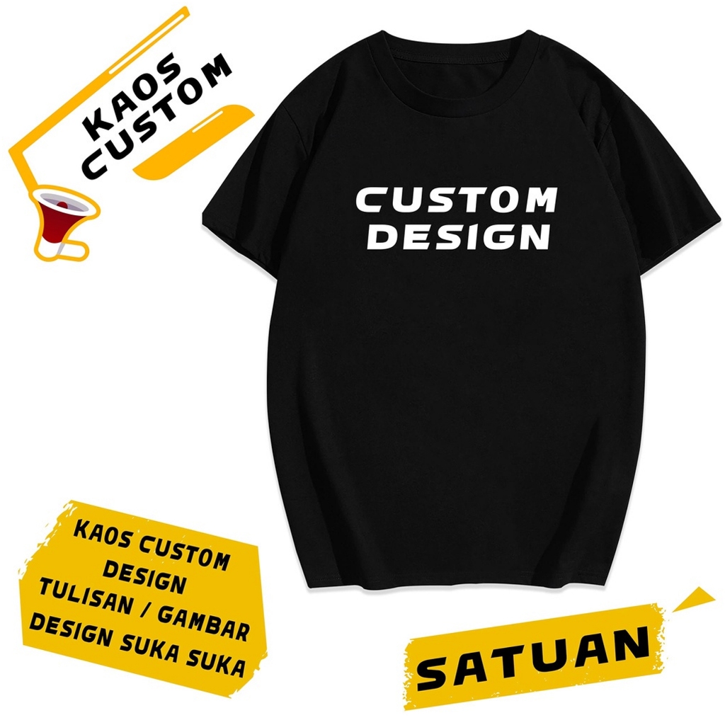 Jual Baju Kaos Sablon Custom Satuan Foto Gambar Nama Tulisan Kata Kata