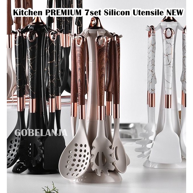 PREMIUM 7 Set SUTIL SILICON SILIKON PREMIUM Tahan Panas / Silicone Utensil Set / Kitchen Silicon Utensile Set