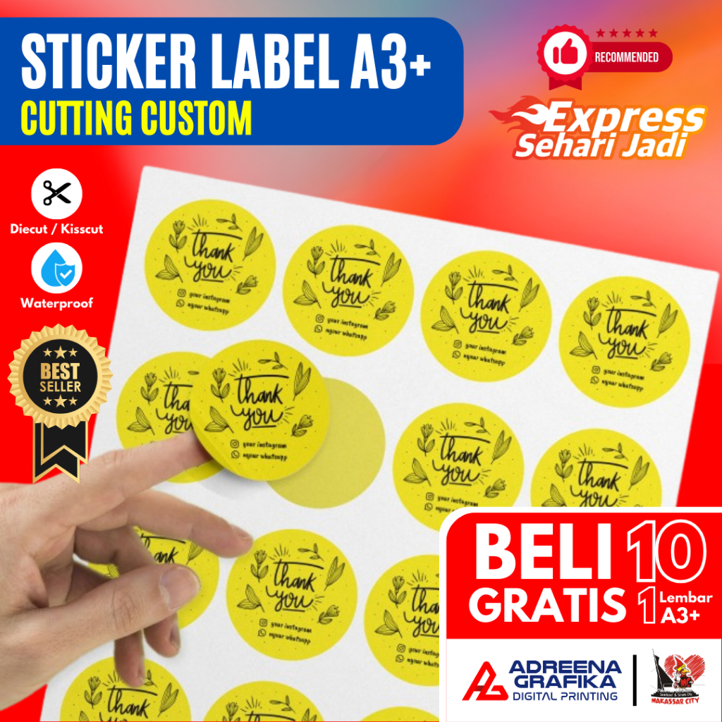 Jual Cetak Sticker Cromo Label Kemasan Makanan A3 Kiss Cut Custom