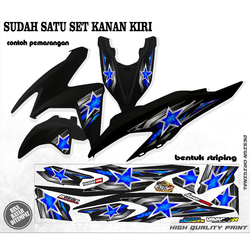 Jual striping sticker variasi vario 125/150 new 2018-2022 motif bintang ...