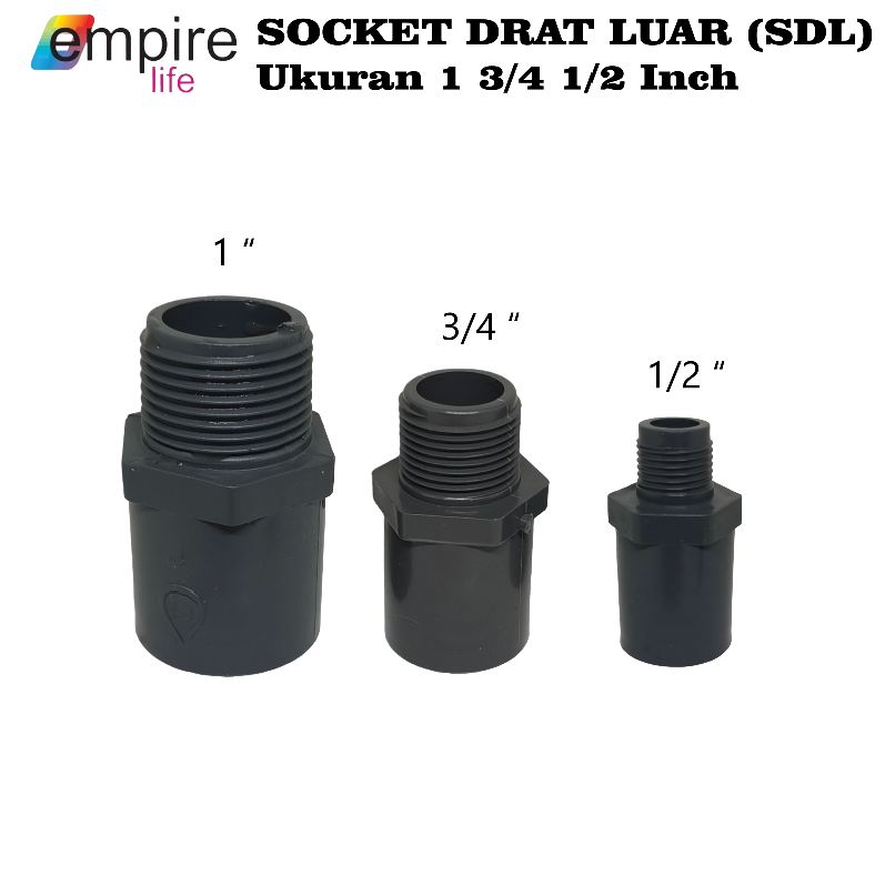 Jual Socket Drat Luar SDL PVC 1/2 inci 3/4 Inci 1 Inci Sambungan Pipa ...