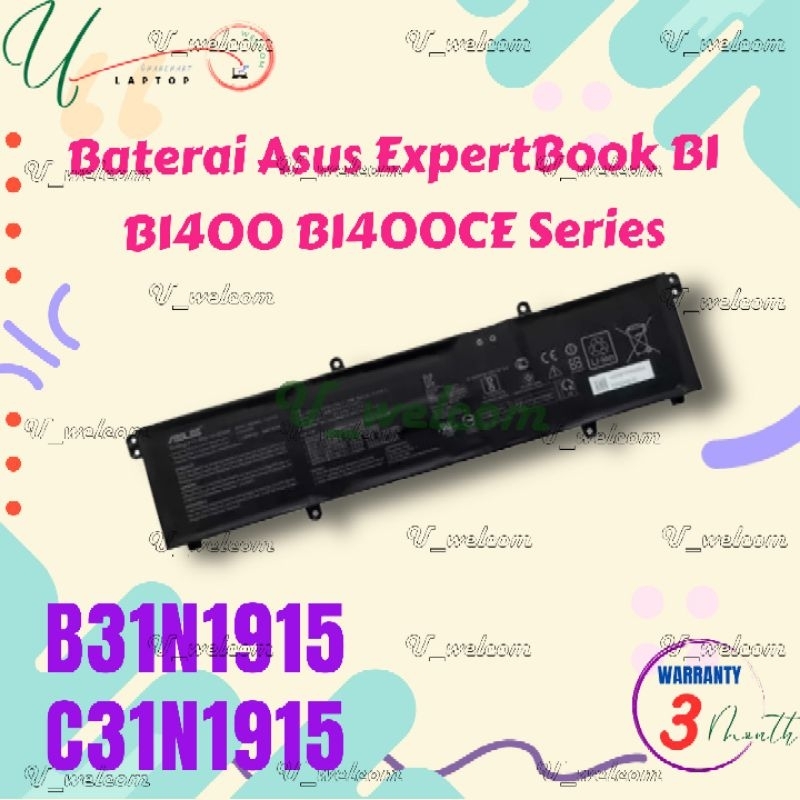 AURUNHO Batería de repuesto para portátil C31N1915 B31N1915 para Asus BR1100CKA BR1100FKA ExpertBook B1400 B1400C B1500 B1500CB B1500cba B1500ceca B1500cepe B1508c Series 1508c 1.55 V. 42Wh 3640mAh
