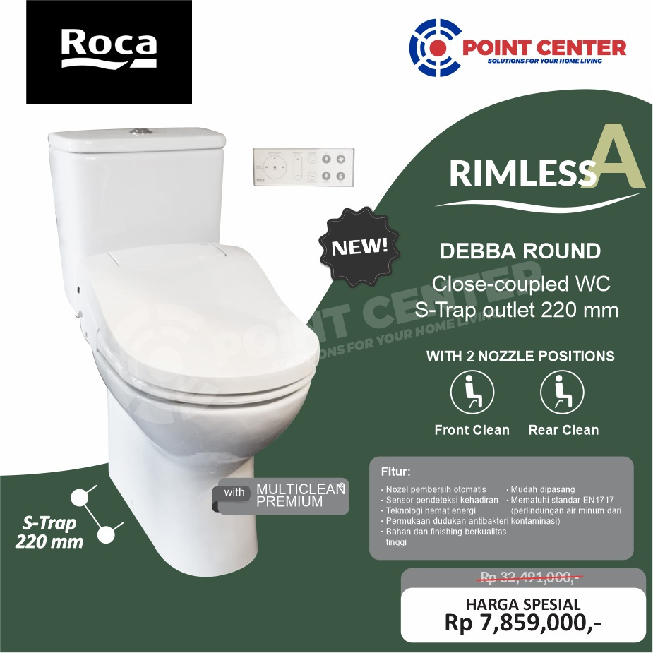 Jual TERBAIK ROCA PROMO CLOSET DEBBA ROUND S-TRAP 220 MM | Shopee Indonesia
