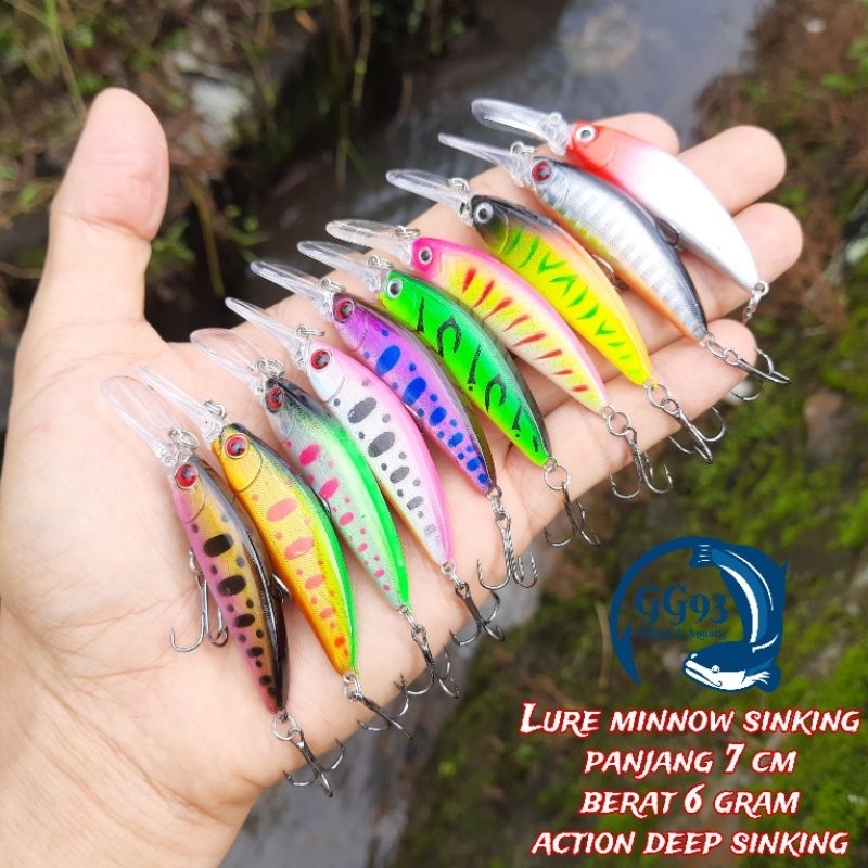 Jual Lure casting hampala mahseer murah minnow sinking 7 cm/ 6 gram ...