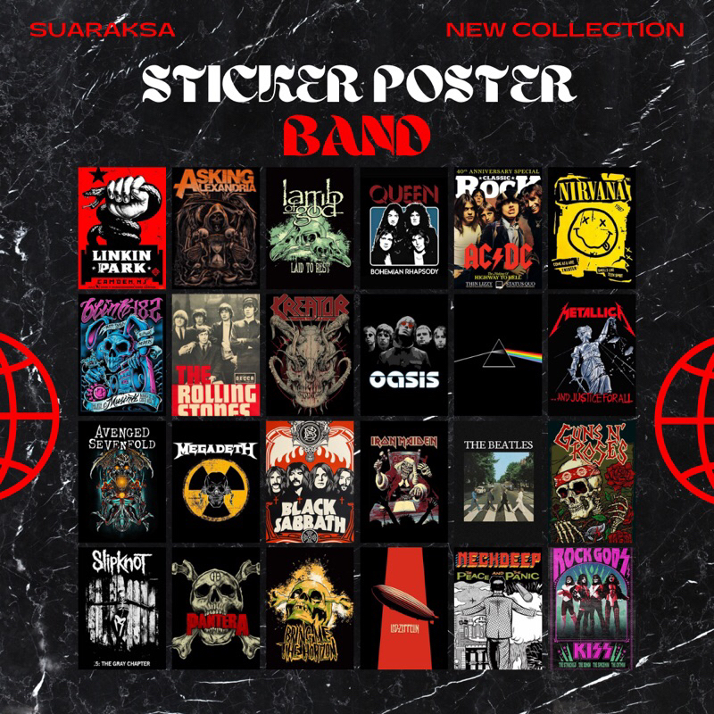 Jual STICKER POSTER DINDING SIAP TEMPEL 24PCS A5/POSTER BAND/AESTHETIC ...