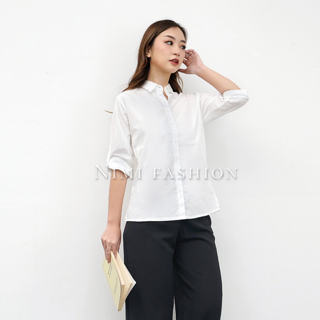 Jual NIMI - Kemeja Putih Katun Lengan Panjang Scoder Baju Kerja Formal ...
