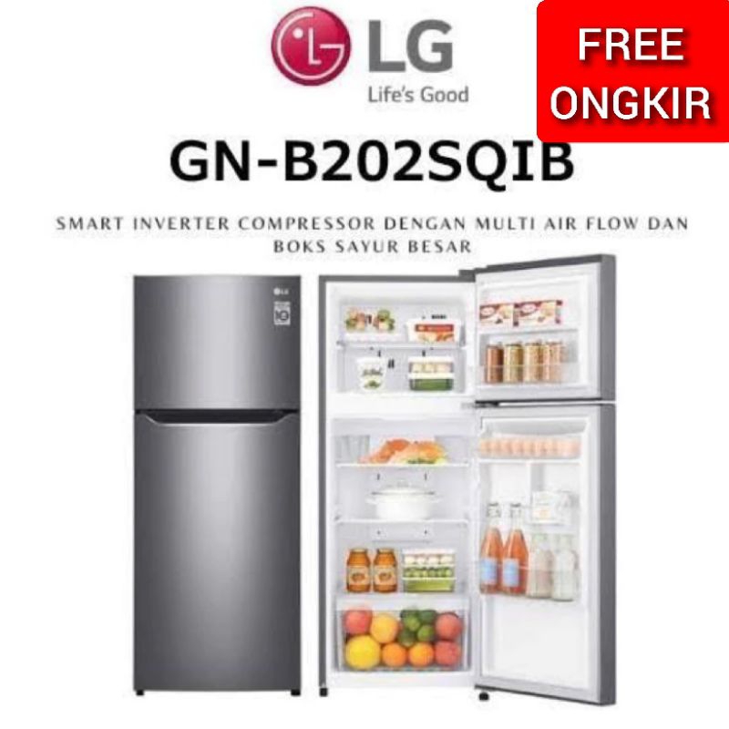 Jual KULKAS 2 PINTU LG GN B202SQIB ORIGINAL INVERTER | Shopee Indonesia