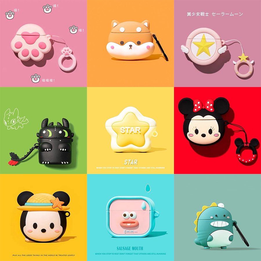 Jual Pro4/6 Headset Silica Gel Cute Cartoon Case With Hook Rope Anti ...