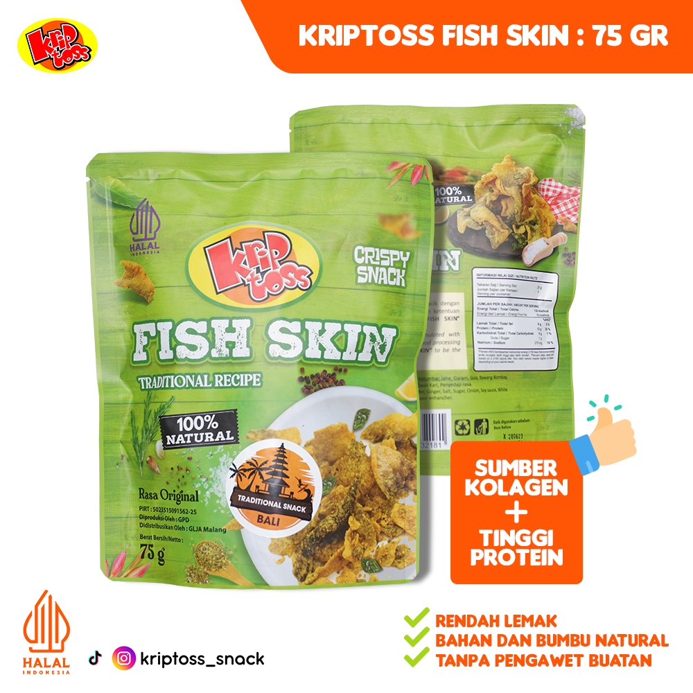 Jual Kriptoss Fish Skin (keripik kulit ikan) 75gr Original | Shopee ...