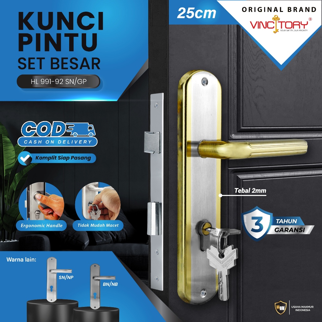 Jual Vincitory Kunci Pintu Set Lengkap Selot Pintu Rumah Set Body Comp Key Gagang Pintu