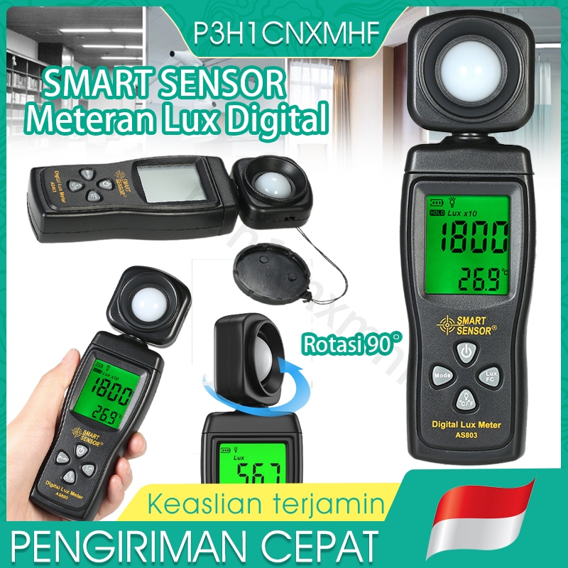 thumbnail interactive-video image 1 of Digital Lux Meter Light Meter - SMART SENSOR AS803 Handheld 200000 LUX Illuminometer 1 of 3