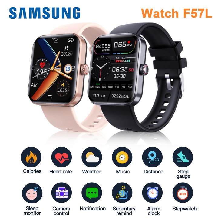 【2024 HOT】Samsung Smartwatch F57L NEW Blood Glucose HD inci kalis air  IP68 Panggilan BluetoothElectrocardiogram Temperature Blood Oxygen Sleep