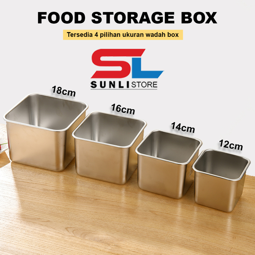 Jual SUNLI - Food Storage Box Stainless Type 12cm/14cm/16cm/18cm ...