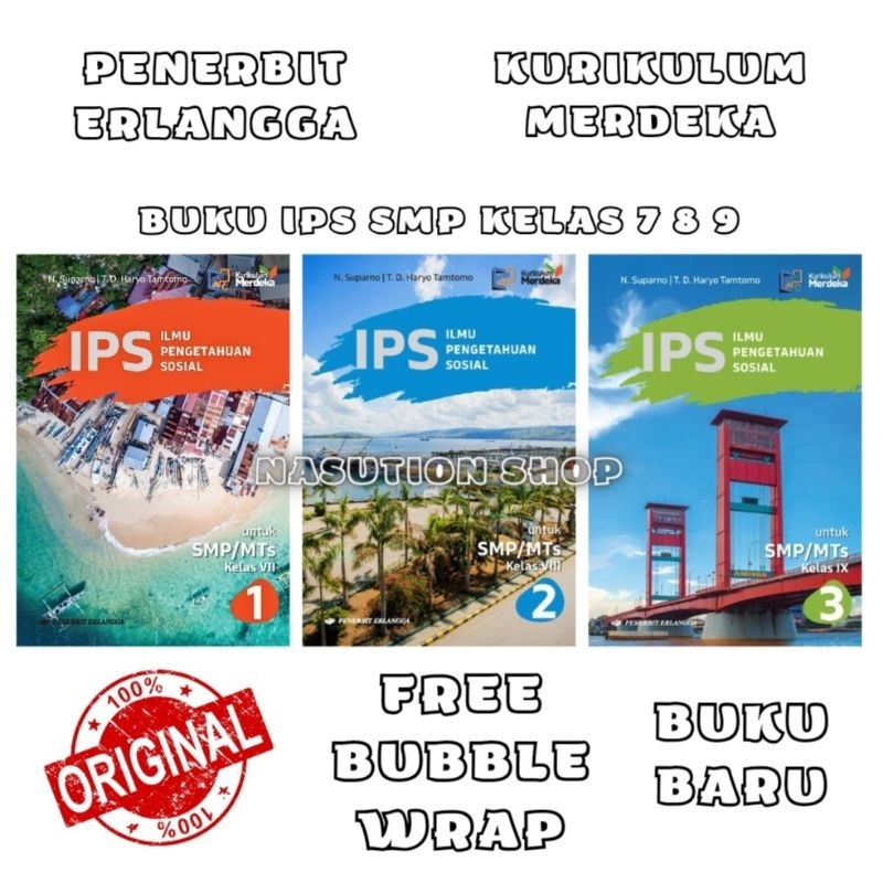 Jual Buku IPS Kelas 1 2 3 / 7 8 9 SMP/MTs Erlangga Kurikulum Merdeka ...