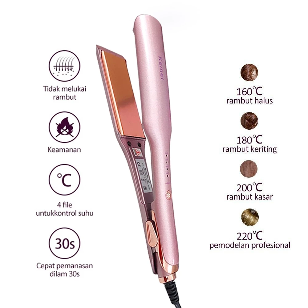 KM-463 Hair Straightener Catokan Pelurus Rambut dan Curly Tahan Lama | AutoStock