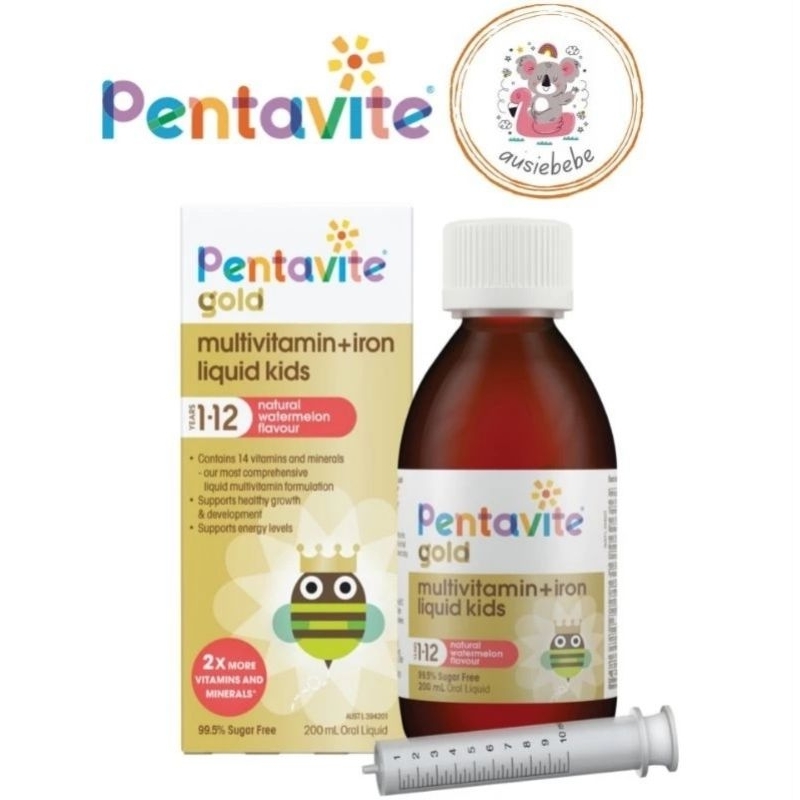Jual Pentavite® Gold Multivitamin + Iron Liquid Kids 200ml | ORIGINAL ...