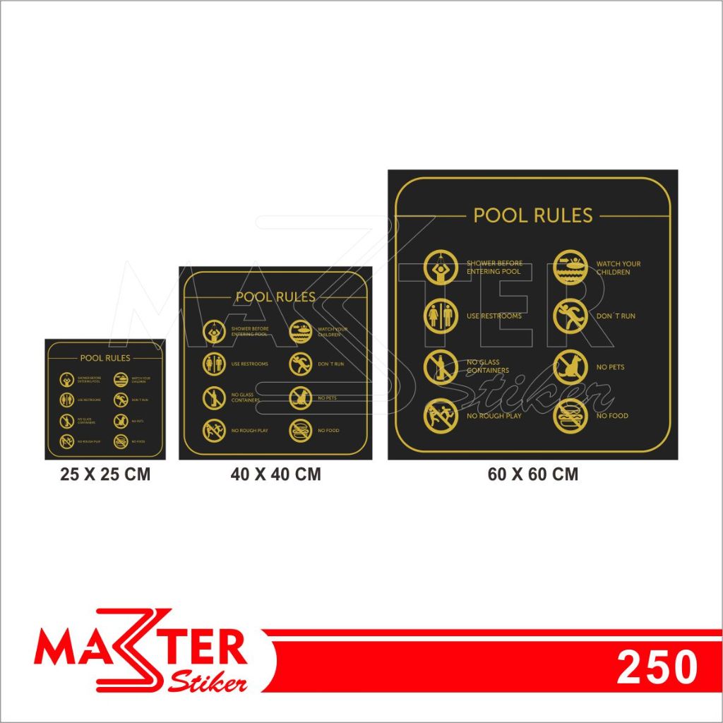 Jual 250 - Stiker Pool Rules, Aturan Kolam Renang, Sticker Vinyl, Tahan ...